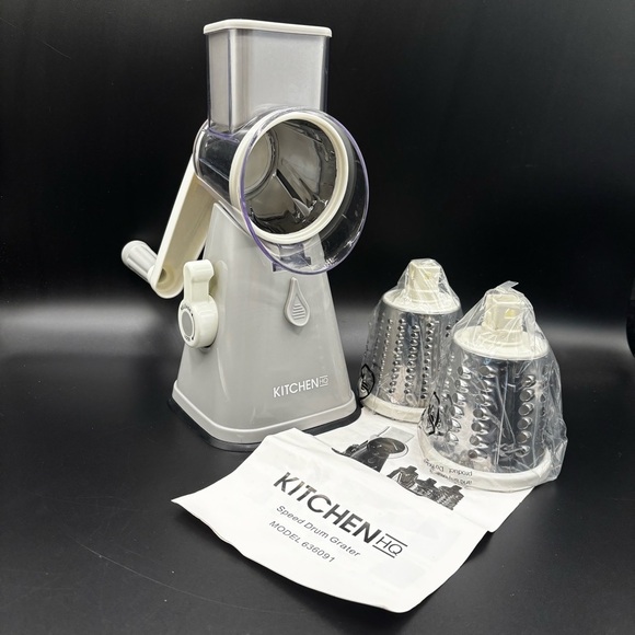KITCHEN HQ Speed‎ Drum Grater Gray Stainless Steel Gadget 3 Blades - Picture 1 of 5